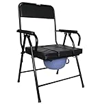 Orthologics™ Lightweight Folding Bedside Commode Toilet Chair Aid with Removable Bucket and Anti Slip Feet Padded Handles and Seat M5