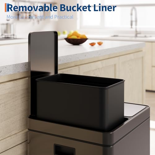 Garvee 2×8 Gallon Stainless Steel Dual Trash Can Pedal Soft Close - Black - image 7