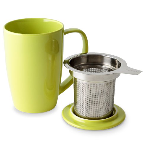 FORLIFE Curve Tall Tea Mug with Infuser and Lid 15 ounces, Lime - Thumbnail 2