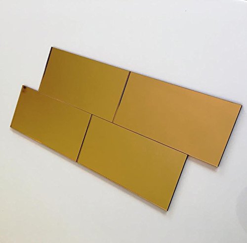 Super Cool Creations Rectangular Tiles, Gold Mirror - Pack of Ten - 4cm x 2cm