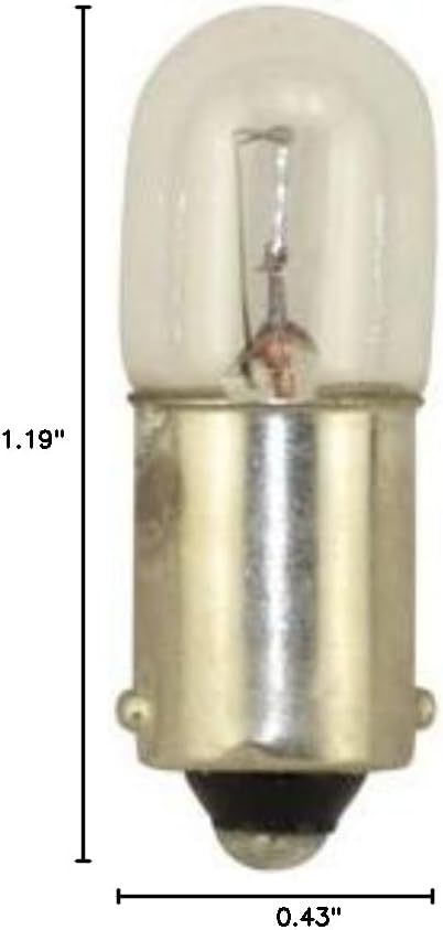 Technical Precision 28V 1.96W Incandescent Light Bulb Replacement for Dukane Nurse Call Lamp T3.25 Miniature Indicator Lights - BA9S Single Contact Bayonet Base - Clear Finish - 10 Pack
