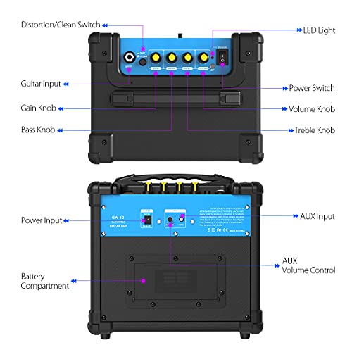 summina GA-10 10W Amplificateur De Guitare Électrique Amp Haut-parleur BT Prend En Charge Mode Clean/Distorsion AUX En Gain Bass Treble Volume Control - Les Beatles, Paul McCartney, John Lennon, RIngo Starr, George Harrison summina GA-10 10W Amplificateur De Guitare Électrique Amp Haut-parleur BT Prend En Charge Mode Clean/Distorsion AUX En Gain Bass Treble Volume Control – Image 6