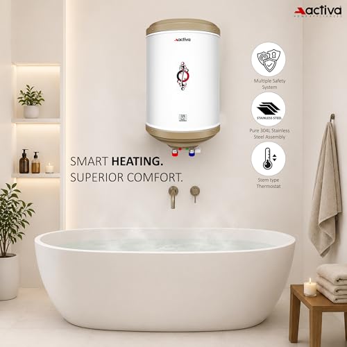 Image of ACTIVA Amazon 10L Storage Water Heater | 3kW Fast Heating | ISI Copper Heating Element | Anti-Rust Tank | ABS Body | BEE 5 Star Rated | Energy Efficient | 2 Year Warranty