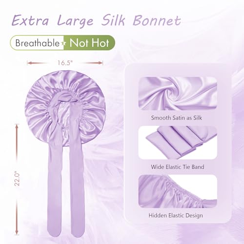 Image of BONNET QUEEN Silk Bonnet for Sleeping Women, Double layer Satin Hair Bonnet for Curly Hair, Satin Hair Cap for Sleeping