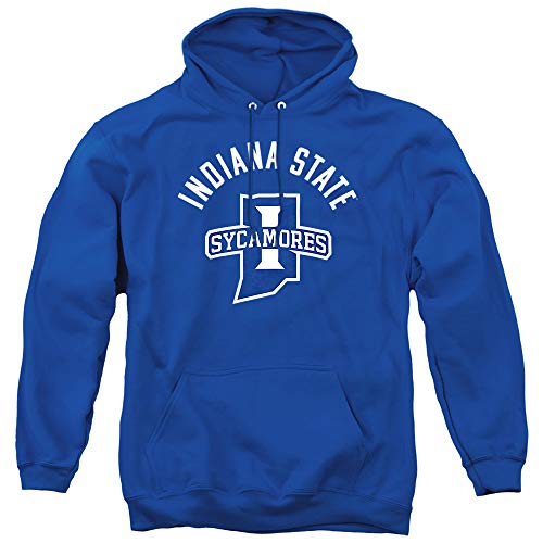 Indiana State University Official One Color Sycamores Logo Unisex Adult Pull-Over Hoodie, Royal Blue, Large