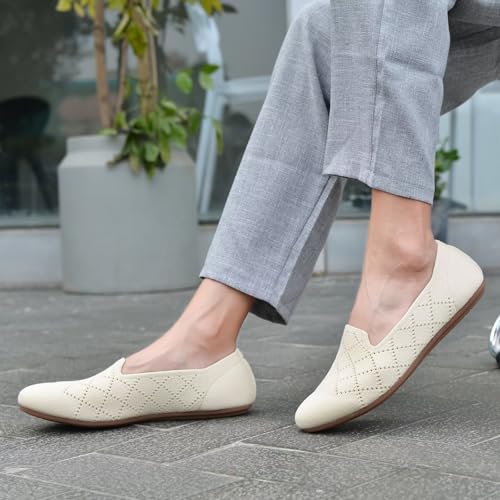 Image of poemlady Women's Ballet Flat Shoes Dress Shoes Knit Round Toe Slip On Ballerina Walking Flats Shoes for Woman Low Wedge Casual