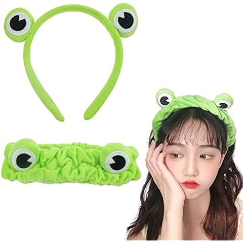 2 PACK Frog Makeup Headband Stretchy Frog Hair Bands Hair Accessories for Face Washing Shower Sports Yoga Beauty Skincare Head Wrap for Washing Face Cover