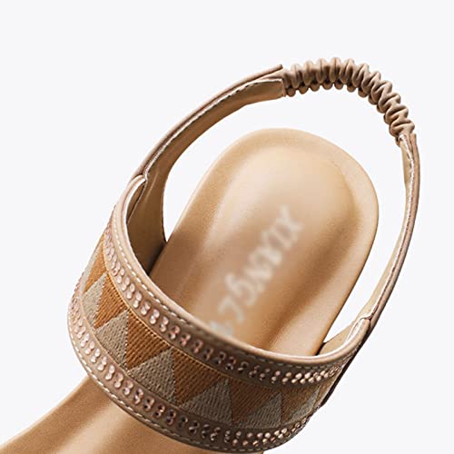 Sandals Slope Heeled Sandals for Women's Summer Vacation Thick Sole Open Toe Waterproof Platform Sandals Sandal(C,37)4