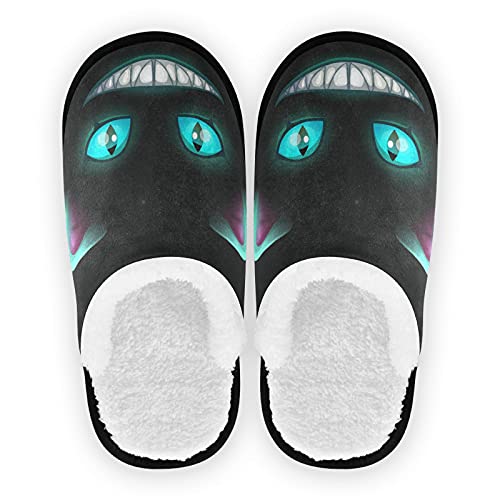 Halloween Cat Face House Spa Slippers Cheshire Kitty Home Slippers Memory Foam Closed Toe Slipper Non Slip for Hotel Bedroom Travel Womens Mens Shoes M