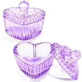 Mnk66 Glass Dappen Dish with Lid for Acrylic Nails Crystal Purple Acrylic Liquid Powder Glass Cup Nail Liquid Glassware Bowl, Sweet Heart (YSHJB019-Purple-2pcs)