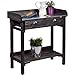 dobar® Design Pflanztisch mit 2 Schubladen | Gärtnertisch mit Ablageboden | Umtopftisch aus massivem Fichtenholz | Blumentisch für Garten/Terrasse/Balkon | 79 x 39 x 90 cm | Schwarz