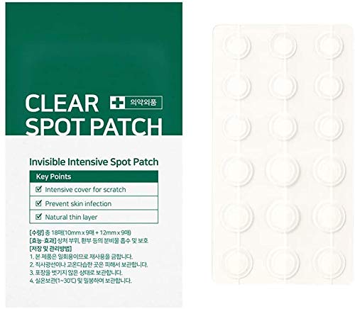 SOME-BY-MI-30Days-Miracle-Clear-Spot-Patch-18ea-10mm9ea12mm9ea SOME BY MI 30 Days Miracle Clear Spot Patch - Pack of 1, 18 Counts, 2 Size(10mm 9Counts, 12mm 9Counts) - Invisible Hydrocolloid Skin Trouble and Pimple Patch with No Irritation - Korean Skin Care