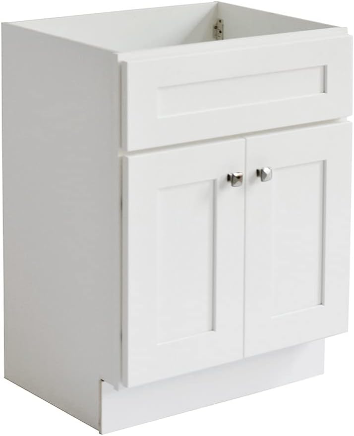 Design House Brookings 24 Inch Bathroom Vanity, Ready to Assemble, Solid Wood, Sherwin Williams® White – Design House, 586925