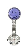Schwesternuhr mit Kette und Clip (mit Smiley Aufdruck)