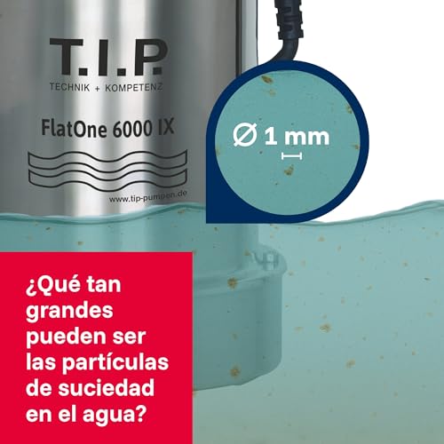 Miniatura 8 de T.I.P. 30440 Bomba De Desagüe Y Desagüe De Piscinas Flatone 6000 Inox, Aspiración Plana De Hasta 1 Mm, Caudal De Hasta 6.000 L H, 22,5 X 16,5 X 27 Cm