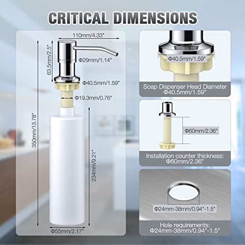 Lepo Soap Dispenser For Kitchen Sink Polished Chrome, Built In Soap Dispenser Or Stainless Steel Countertop Pump Lotion Dispenser With Large 17 Oz Bottle Refill From The Top Bar Sink Soap Dispenser #TOP2