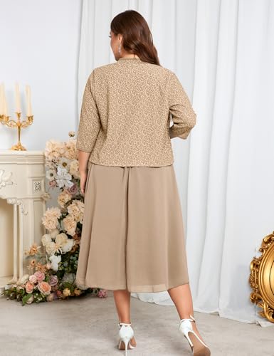 ZOMVA Plus Size Sparkly Mother of The Bride Dresses with Jacket 2 Piece Chiffon A-Line Dress Wedding Guest Formal2