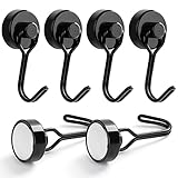 Magnetic Hooks, Heavy Duty Magnet Hooks 30LBS Neodymium Magnetic Hooks for Fridge, Hanging Key...