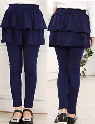 Kiench Girls' Leggings with Skirts Ruffle Cotton Footless Tights 2-Pack4