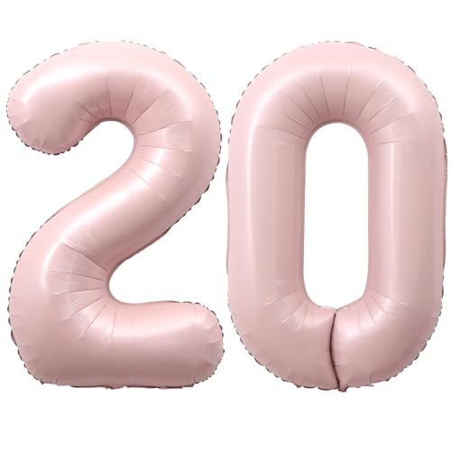 Image of 40 Inch Light Pink Number 20 Balloon 0-9 20th Foil Big Giant | Digital for Birthday Anniversary Graduation Decorations