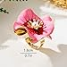 NewZenro Elegant Large Flower Statement Rings for Women Gold-Tone Plated Danity Enamel Faux Pearl Big Floral Adjustable Open Wrap Finger Rings Comfort Fit Wedding Promise Fashion Jewelry (Pink)