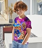 Neon Cat Shirt Boys 8-9Y Pizza Cats Tees Shirts Size 8-9 Girls Kids Rainbow T-Shirt Neon Vacation Graphis Short Sleeve