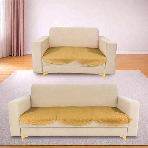 Image of Homerz Premium 'Surya Series' Sofa Cover | Stylish Sofa Protector | Net Fabric | Anti-Stain & Washable Slip Cover Exact Size Antislip (New Jerry Chikku, 5 (3+2) Seater, Only Seat Cover)