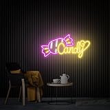 Panneau néon Candy - Décoration de magasin de bonbons - Panneau néon personnalisé - Décoration de bar à bonbons - Cadeau d'ouverture d'entreprise - Art mural pour vitrine