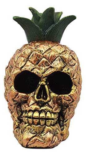 Ebros Hawaiian Tropical Pineapple Golden Skull Figurine 6