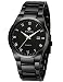 WWOOR Men's Watches Big Dial Auto Date Black Stainless Steel Strap Quartz Wrist Watch 8830 Black