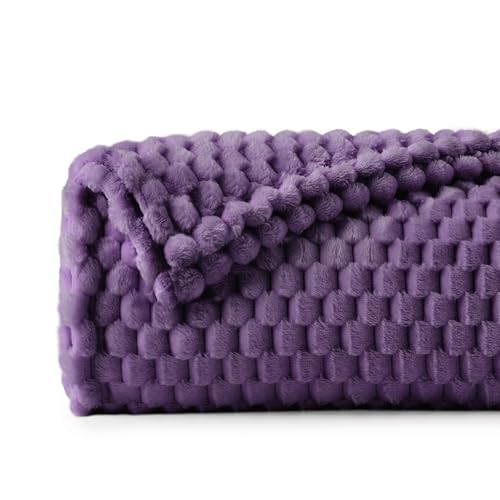 Image of BEDELITE Purple Throw Blanket for Couch, Soft Cozy Gifts for Women, 50 * 60 | 3D Jacquard Decorative Fleece Blanket, Super Soft Plush Throws, Cute Birthday Gift for Women & Men, Suitable for All Seasons