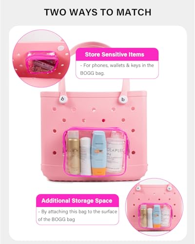 Image of LETGO 4 PCS Clear Insert Bag for Bogg Bag, 4 Sizes Waterproof Beach Bag Organizer Pouch with Bogg Bag Hooks Accessories,Transparent Zipper Makeup Toiletry Bag for Rubber Tote Bag Beach Travel