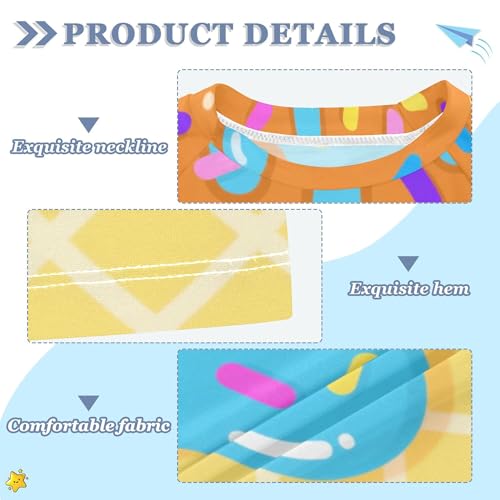 Cute Ice Cream Blue Bathing Suit Girls Sun Protection Tshirts Swimwear Beach Tops 3T3