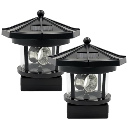 Faro solar giratorio de jardín en pack de 2 lámparas negras de exterior 360 grados 1