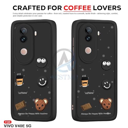 Image of AESTMO Back Case Cover for Vivo V40E 5G / iQOO Z9S 5G | Cute Fun Cartoon 3D Ball | Coffee Silicone Case | Full Body Protection | Camera Protection Back Cover for Vivo V40E 5G / iQOO Z9S 5G (Black)