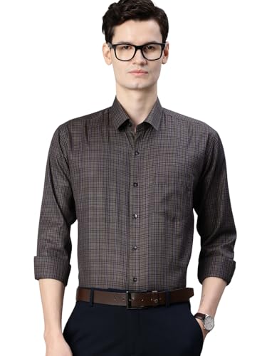 Image of Majestic Man Men's Pure Cotton Slim Fit Checkred Full Sleeve Classic Collar Everyday Formal Shirt