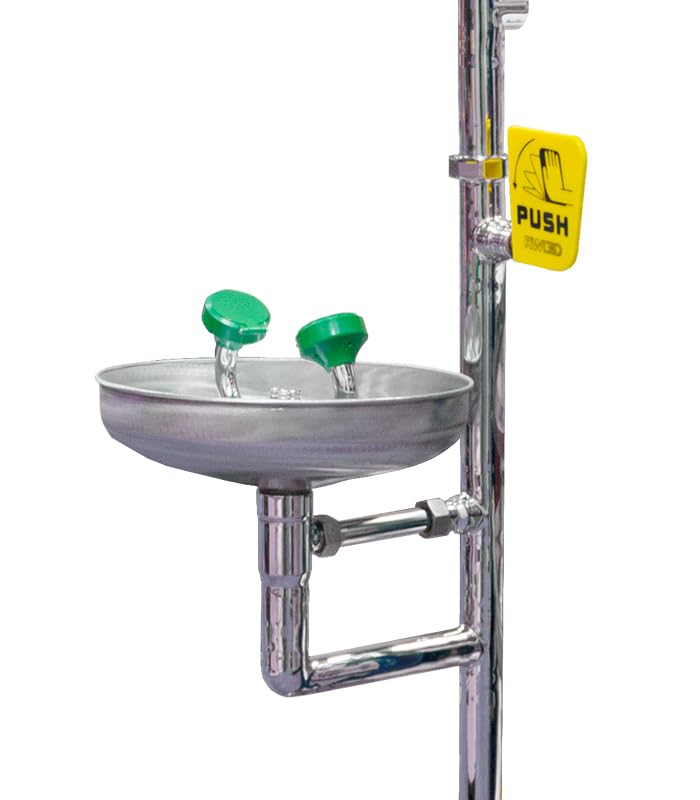 Lavaojos de Emergencia con Poste a Suelo y Ducha – Protección Completa y Eficiencia en Emergencias