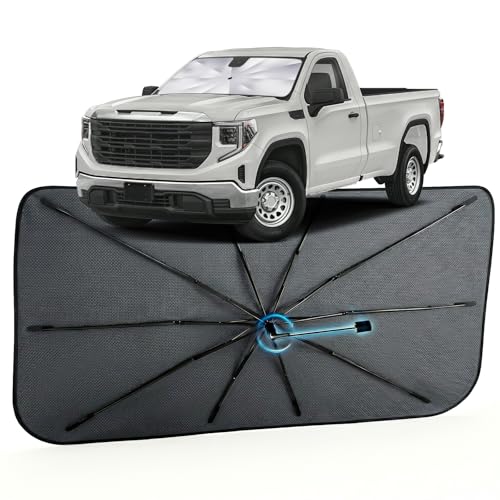 Image of Car Windshield Sun Shade for GMC Sierra 1500 2500 3500 2019-2026 -[Reflective Coated Fabric] Sunshade Umbrella for Front Window, Car Shades Sun Visor Keep Car Cool and Protects Interior, 1:1 Exact Fit