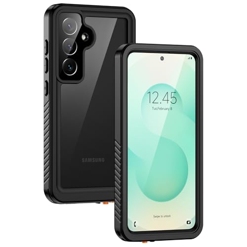 Lanhiem Samsung Galaxy S25 5G 防水ケース 完全防水 IP68米軍規格 指紋認証 タッチ可 耐衝撃 滑り止め 防塵 防雪 水中撮影 ワイヤレス充電サポート超軽量 薄型 透明 付け外し簡単 ギャラクシー S25 全面保護カバー ブ