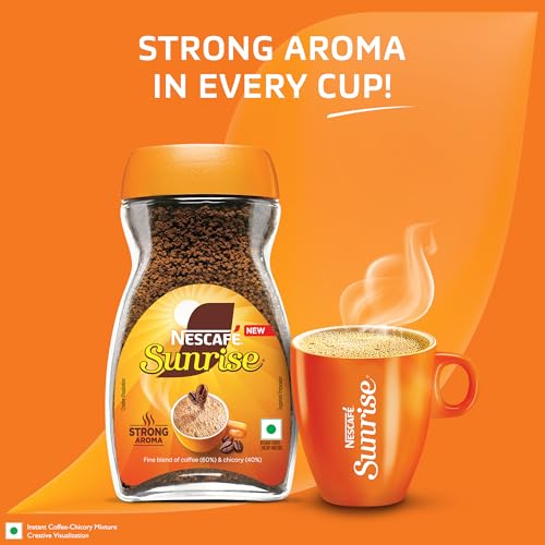 Image of Sunrise Instant Coffee Powder by Nescafe | Strong Taste for the perfect start to your day | Coffee Chicory-Mix | 45g Jar