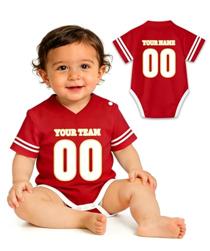 Xiuyours Custom Baby Clothes Jersey with Name Number Personalized Football Onesies for Infant Toddler Customized Newborn Gift, S11