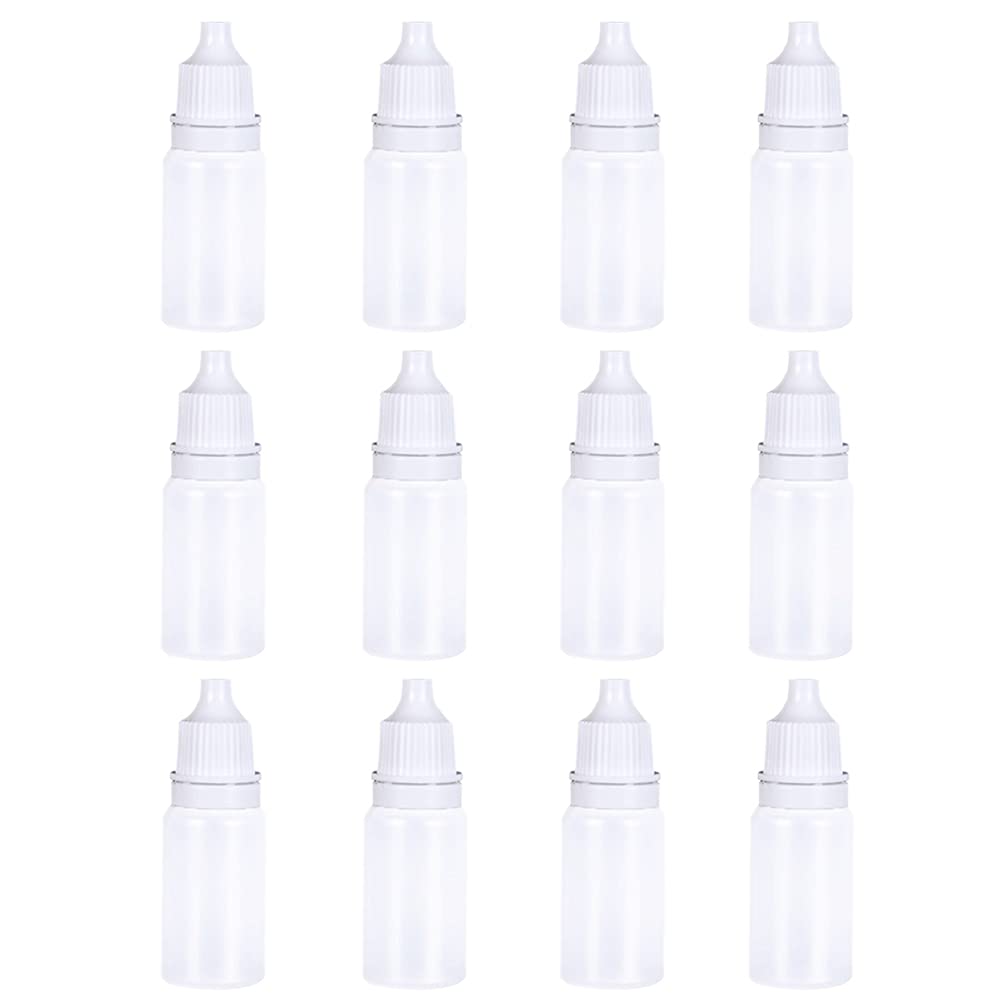 Cretty-Meet 12pcs 10ml Empty Plastic White Translucent Squeezable Eye Liquid Dropper Bottles with Caps