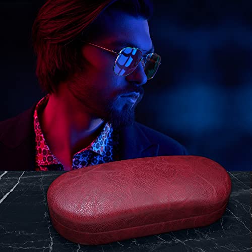 Image of MyEyeglassCase - Large Sunglasses Case - Hard Glasses Case Holder w /Pouch & Cloth - Eyeglass Case Aviator Frames Men & Women