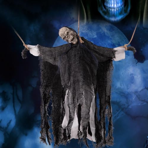 Fantôme d'halloween oscillant et squelette effrayant pour décoration extérieure