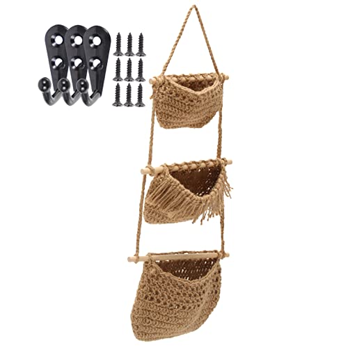 MAGICLULU 1 Juego Cesta De Almacenamiento Planta Cestas De Verduras Para Cocinas Canasta De Frutas Blancas Estante De Frutas Alimento Cestas De Almacenamiento De Mimbre Mesa Cuerda De