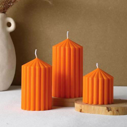 Conelist YUL-CONELIST-236 Set Of 3 Ribbed Pillar Candles Soy Wax Scented Ribbed Candles Includes 2.8 thumb #5