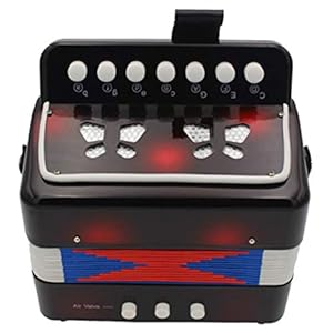 JISKGH 7 Keys Accordion, Accordion for Kids, Solo and Ensemble, Musical Instrument for Home and Classroom, Black