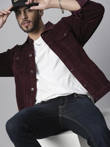 Image of PRONK Teddy Lined Corduroy Jacket - Wine