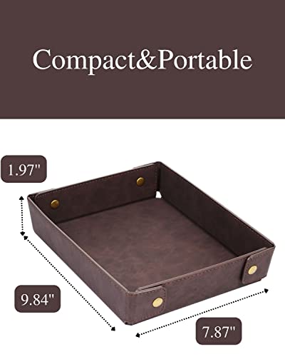 Image of CASIRENA Faux Leather Valet Tray Organizer for Men - Catch-All Tray for Entryway Table Key, Wallet, Watch, Coin Change, Phone, Dresser EDC Dump Jewelry, Bedside Nightstand Desk-top Catchall