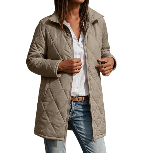Quilted Jackets for Women Lightwight Fall Winter Mid Length Padded Coats - image 7